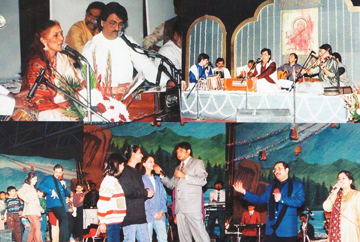Various colored umbrellas drifting into the afternoon sky
