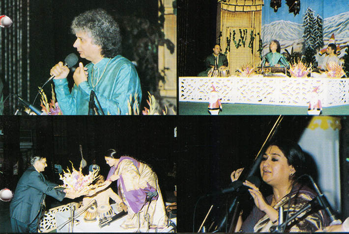 Various colored umbrellas drifting into the afternoon sky